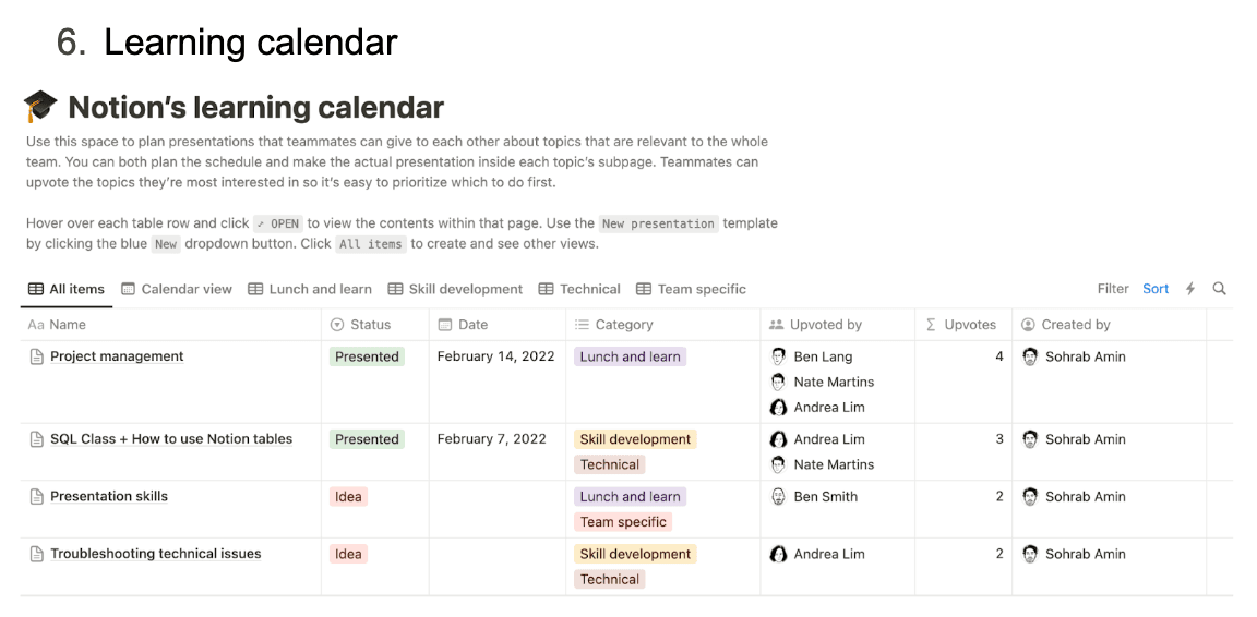 Work calendar templates 6 Learning calendar